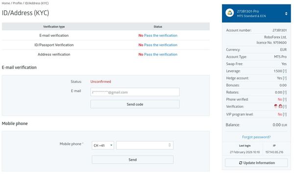 KYC verification screen